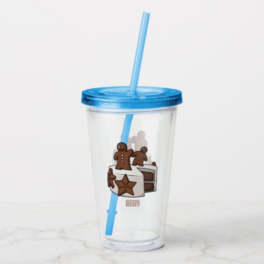 Afbeelding van de cartoon van gebak acryl drinkbeker (Achterkant)