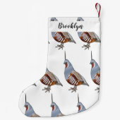 Afbeelding van de cartoon van gebergte kwartelvoge kleine kerstsok (Achterkant)