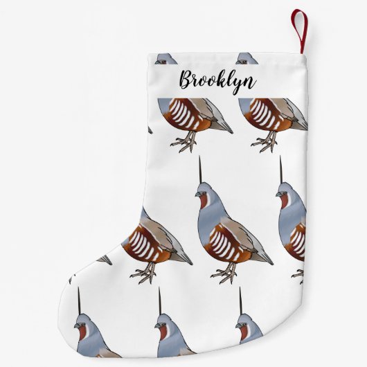 Afbeelding van de cartoon van gebergte kwartelvoge kleine kerstsok (Achterkant)