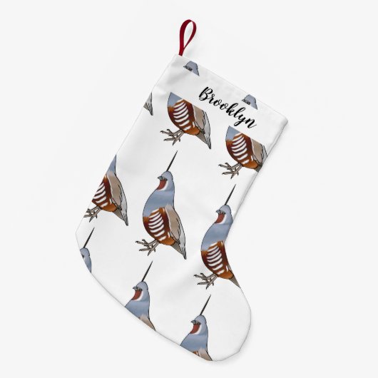 Afbeelding van de cartoon van gebergte kwartelvoge kleine kerstsok (Voorkant (Hangend))