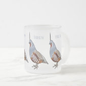 Afbeelding van de cartoon van gebergte kwartelvoge matglas koffiemok (Voorkant rechts)