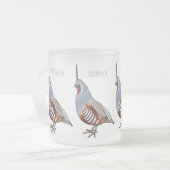Afbeelding van de cartoon van gebergte kwartelvoge matglas koffiemok (Voorkant links)