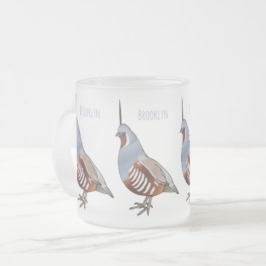 Afbeelding van de cartoon van gebergte kwartelvoge matglas koffiemok (Voorkant links)