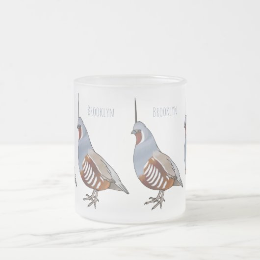 Afbeelding van de cartoon van gebergte kwartelvoge matglas koffiemok (Center)