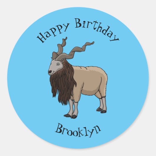Afbeelding van de cartoon van geit van de markt ronde sticker (Voorkant)