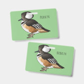 Afbeelding van de cartoon van gekookte merganser v badge (Voor- en achterkant)