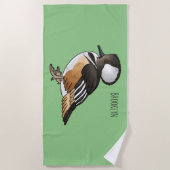 Afbeelding van de cartoon van gekookte merganser v strandlaken (Voorkant)