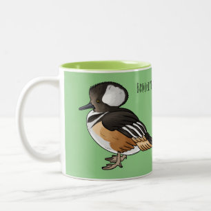Afbeelding van de cartoon van gekookte merganser v tweekleurige koffiemok
