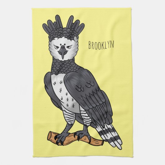 Afbeelding van de cartoon van Harpy Eagle Theedoek (Verticaal)