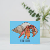 Afbeelding van de cartoon van Hermit crab Briefkaart (Staand voorkant)