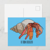 Afbeelding van de cartoon van Hermit crab Briefkaart (Voorkant / Achterkant)