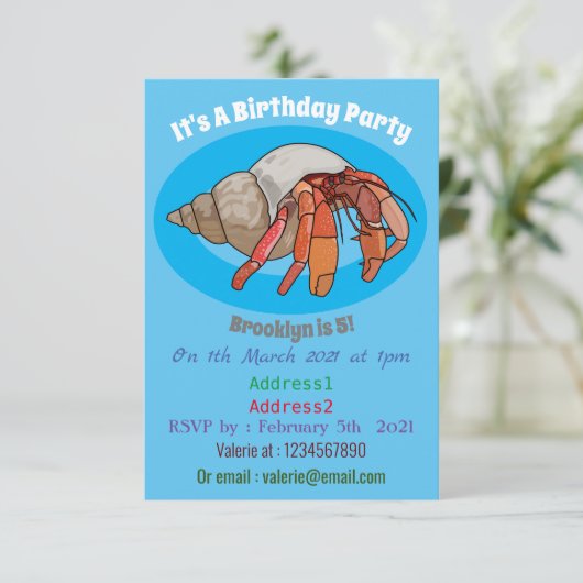 Afbeelding van de cartoon van Hermit crab Kaart (Staand voorkant)