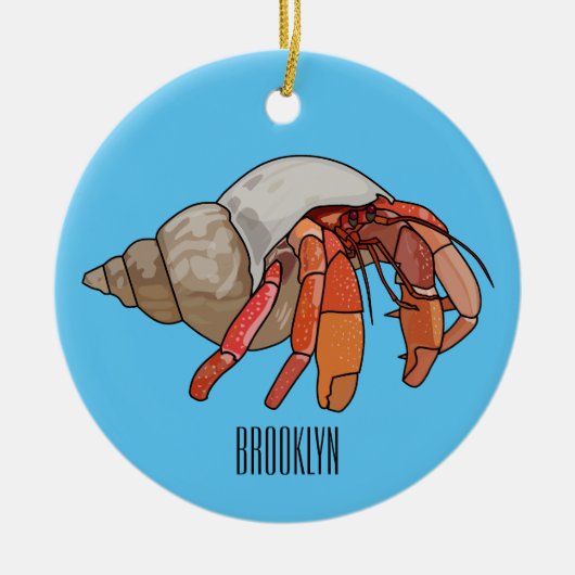 Afbeelding van de cartoon van Hermit crab Keramisch Ornament (Voorkant)