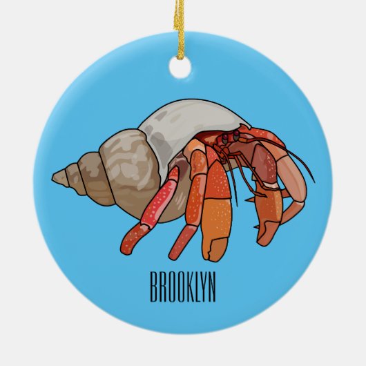 Afbeelding van de cartoon van Hermit crab Keramisch Ornament (Achterkant)