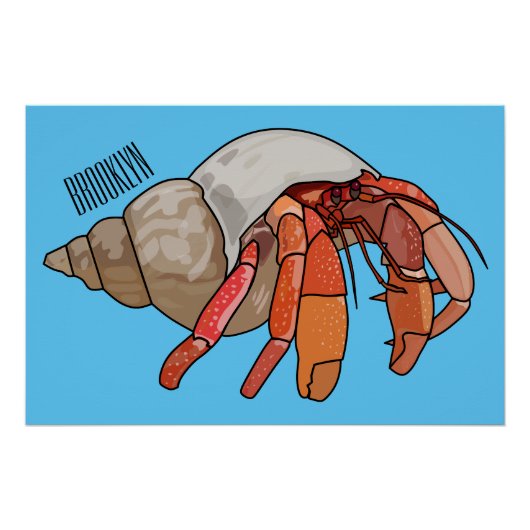 Afbeelding van de cartoon van Hermit crab Perfect Poster (Voorkant)