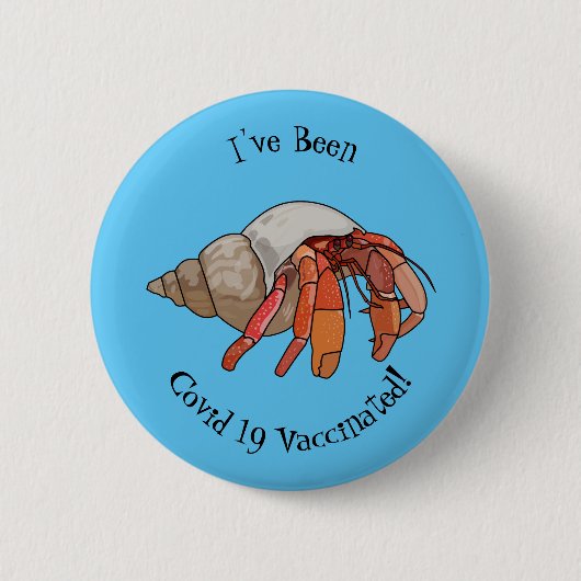 Afbeelding van de cartoon van Hermit crab Ronde Button 5,7 Cm (Voorkant)