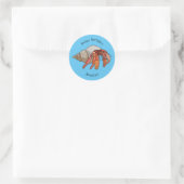 Afbeelding van de cartoon van Hermit crab Ronde Sticker (Tas)