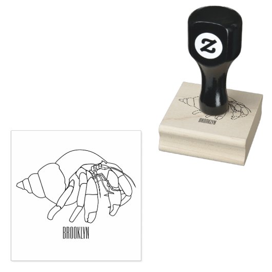 Afbeelding van de cartoon van Hermit crab Rubberstempel (Gestempeld)