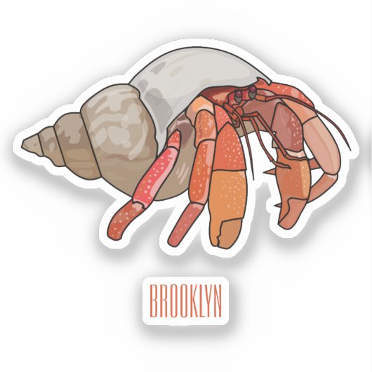 Afbeelding van de cartoon van Hermit crab Sticker (Voorkant)