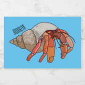 Afbeelding van de cartoon van Hermit crab Voedselcontainer Etiket (Enkel label)