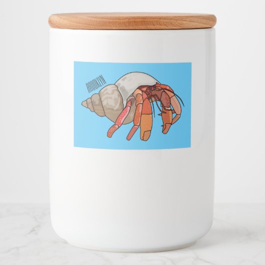 Afbeelding van de cartoon van Hermit crab Voedselcontainer Etiket (Voorkant)