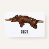 Afbeelding van de cartoon van het varkenroast/van  badge (Achterkant)