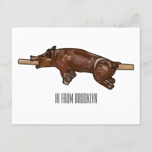 Afbeelding van de cartoon van het varkenroast/van  briefkaart