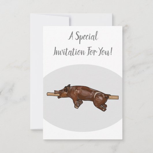 Afbeelding van de cartoon van het varkenroast/van  kaart (Achterkant)