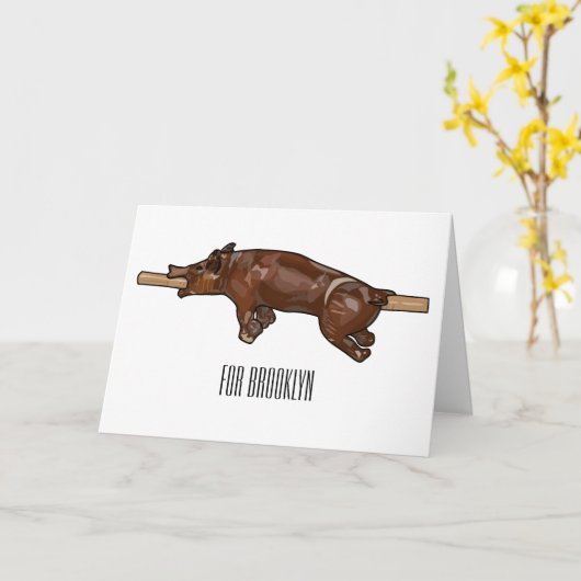 Afbeelding van de cartoon van het varkenroast/van  kaart (Gele Bloem)