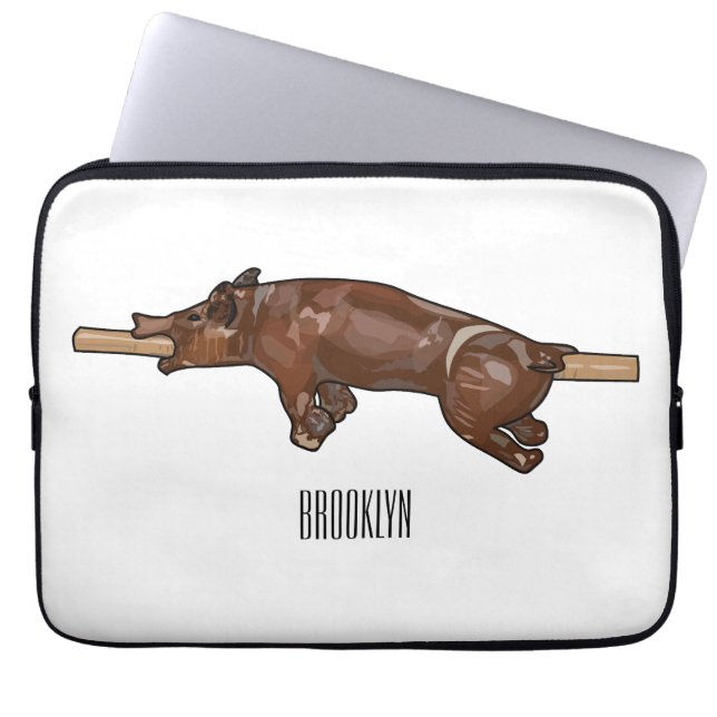 Afbeelding van de cartoon van het varkenroast/van  laptop sleeve (Voorkant)