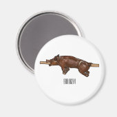 Afbeelding van de cartoon van het varkenroast/van  magneet (Voorkant / Achterkant)