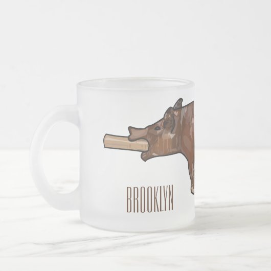 Afbeelding van de cartoon van het varkenroast/van  matglas koffiemok (Links)