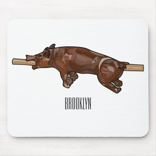 Afbeelding van de cartoon van het varkenroast/van  muismat (Voorkant)