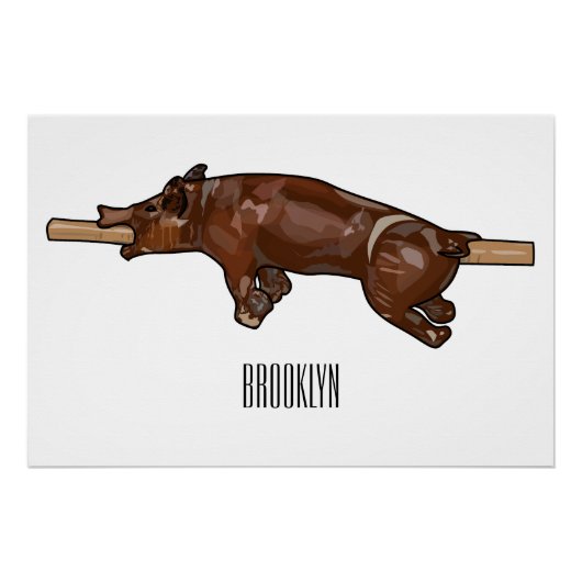 Afbeelding van de cartoon van het varkenroast/van  perfect poster (Voorkant)