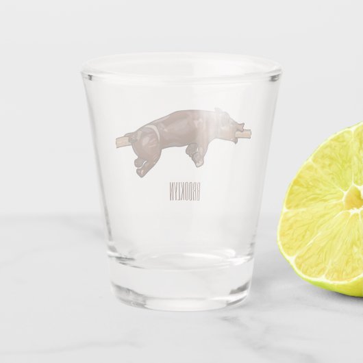 Afbeelding van de cartoon van het varkenroast/van  shot glas (Achterkant)