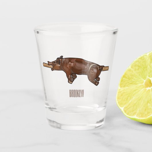 Afbeelding van de cartoon van het varkenroast/van  shot glas (Voorkant)