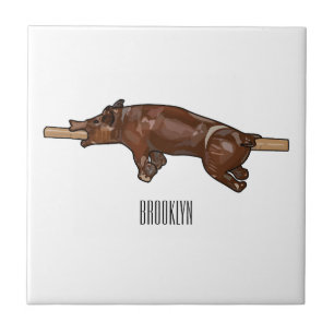 Afbeelding van de cartoon van het varkenroast/van  tegeltje