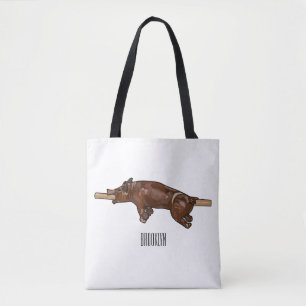 Afbeelding van de cartoon van het varkenroast/van  tote bag