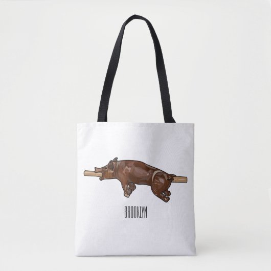 Afbeelding van de cartoon van het varkenroast/van tote bag (Voorkant)