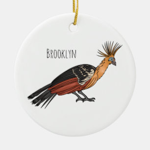 Afbeelding van de cartoon van hoatzin keramisch ornament