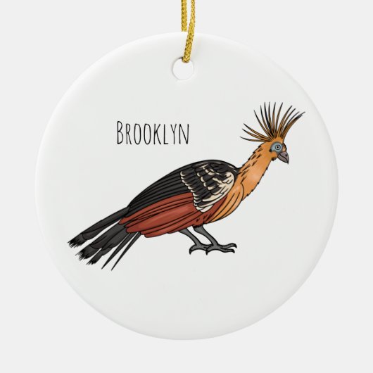 Afbeelding van de cartoon van hoatzin keramisch ornament (Voorkant)