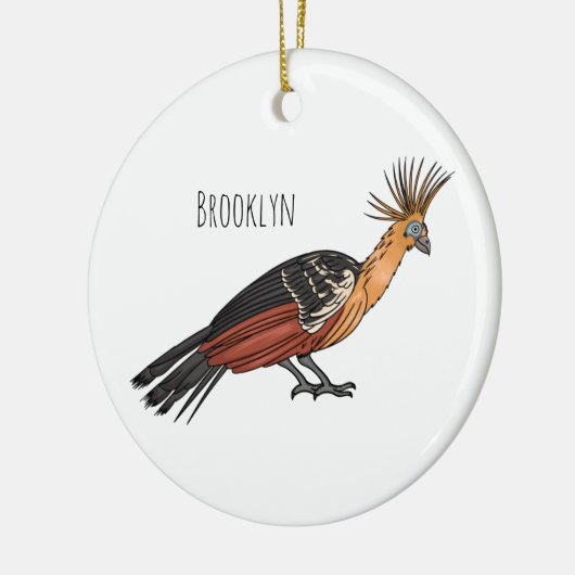 Afbeelding van de cartoon van hoatzin keramisch ornament (Links)