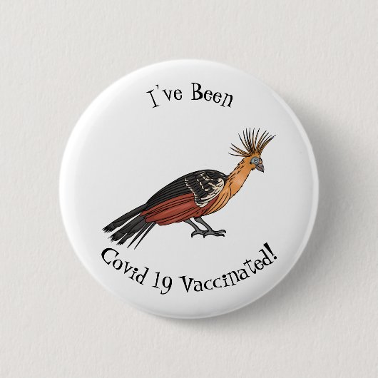 Afbeelding van de cartoon van hoatzin ronde button 5,7 cm (Voorkant)