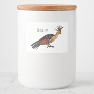 Afbeelding van de cartoon van hoatzin voedselcontainer etiket