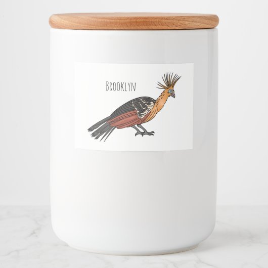 Afbeelding van de cartoon van hoatzin voedselcontainer etiket (Voorkant)