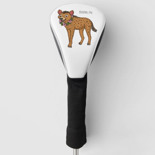 Afbeelding van de cartoon van hyena en bloemen golfheadcover (Voorkant)