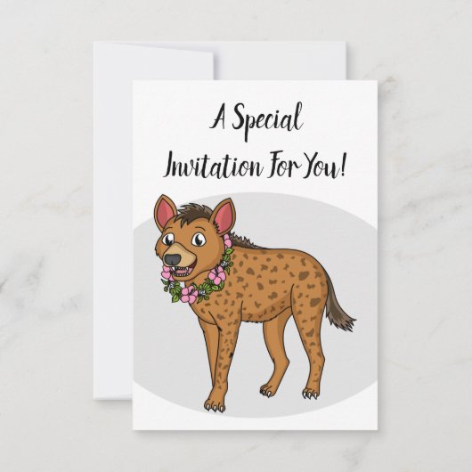 Afbeelding van de cartoon van hyena en bloemen kaart (Achterkant)