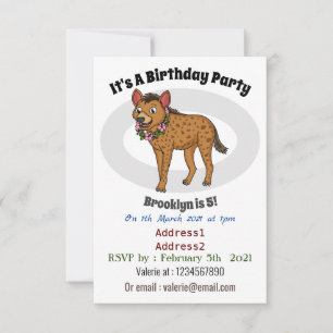 Afbeelding van de cartoon van hyena en bloemen kaart