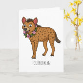 Afbeelding van de cartoon van hyena en bloemen kaart (Gele Bloem)