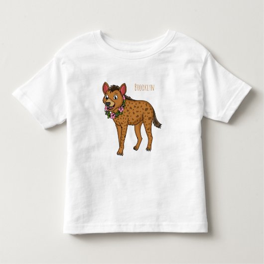 Afbeelding van de cartoon van hyena en bloemen kinder shirts (Voorkant)